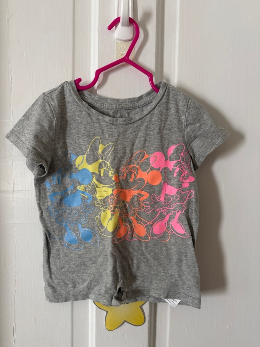 GAP Grey Short-Sleeve Tee with Blue, Yellow, Orange & Pink Minnie Graphic